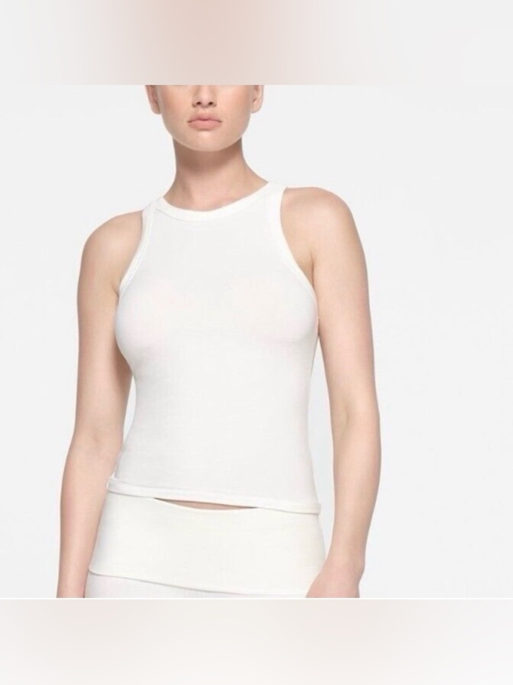 SKIMS Cotton Jersey High Neck Tank - Marble